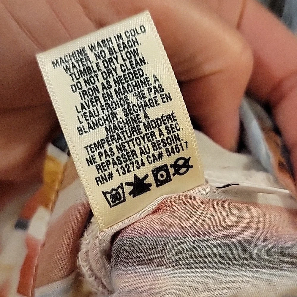 Bella Dahl | Colorful Striped Button Down Long Sleeve Blouse 100% Rayon - Size L - Picture 9 of 10